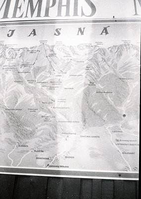 Vintage topographic map of **Jasná** (Slovakia), part of the **High Tatras**, showing hiking trails, elevations, and villages...