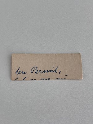 Vintage permit slip with handwritten text in cursive: *"ten Permit, 10 to 20 and 20."* Yellowed paper, likely 19th–early 20th...