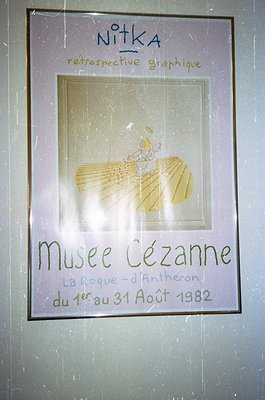 Vintage poster for **Nitka’s retrospective graphic exhibition** at Musée Cézanne, La Roque-d'Anthéron, 1982. Features a styli...