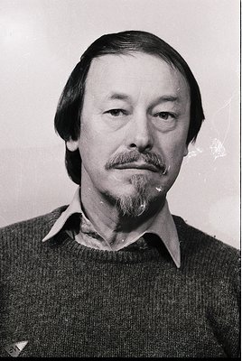 Portrait of a man with a mustache and beard, wearing a collared sweater. Style suggests 1970s–1980s European fashion. Neutral...