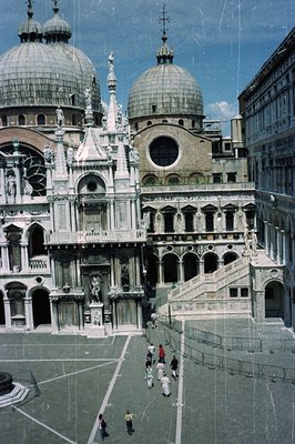 Grand Canal view of Piazza San Marco, Venice, Italy. The Basilica di San Marco’s ornate facade, domes, and campanile dominate...