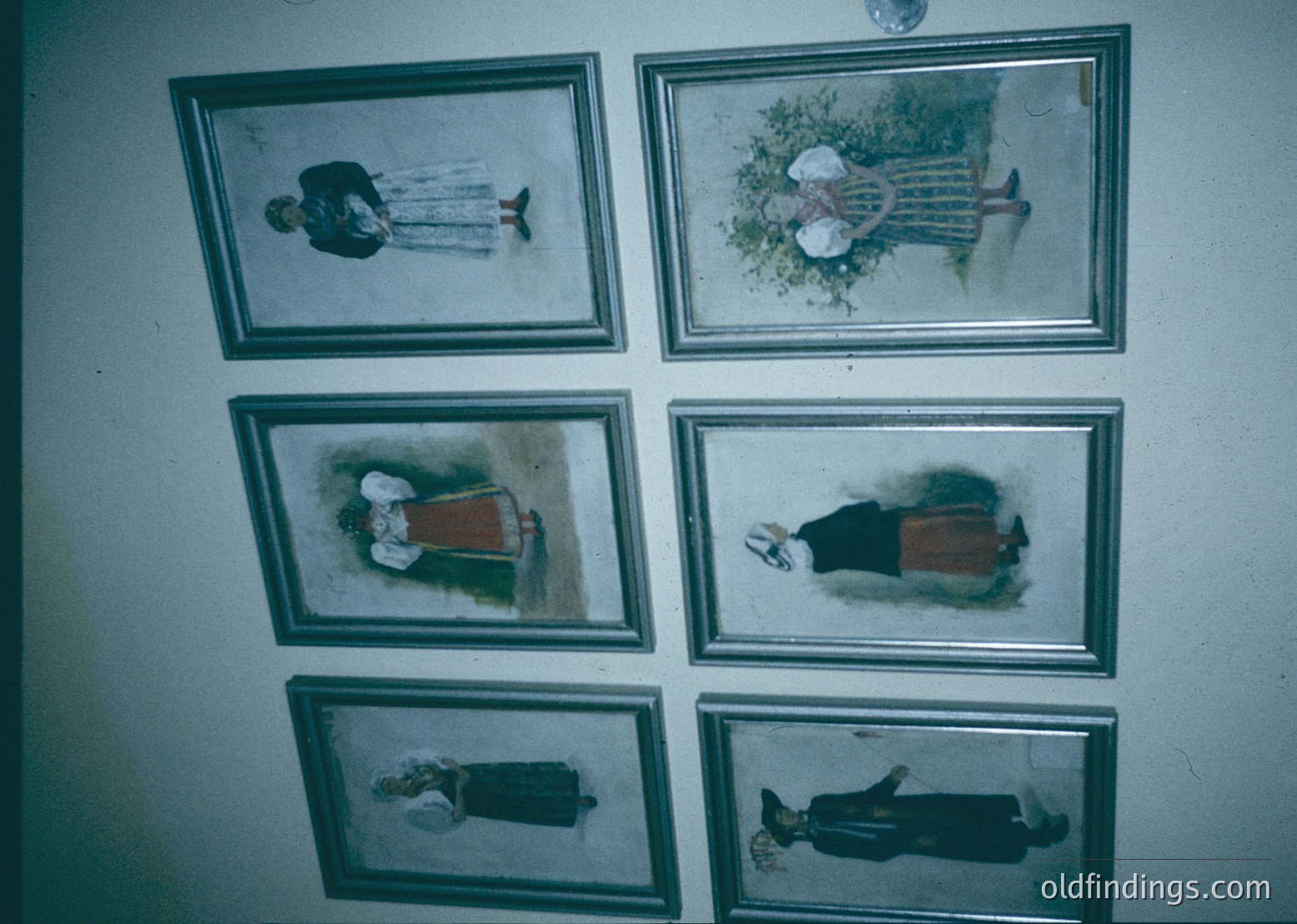 Vintage framed sketches depicting rural life, likely Eastern European . Scenes include: seated figures in traditional attire, a horse-drawn cart, and a barn. Blurred sepia tones suggest aged paper or film. Ideal for historical research or folk art collections.