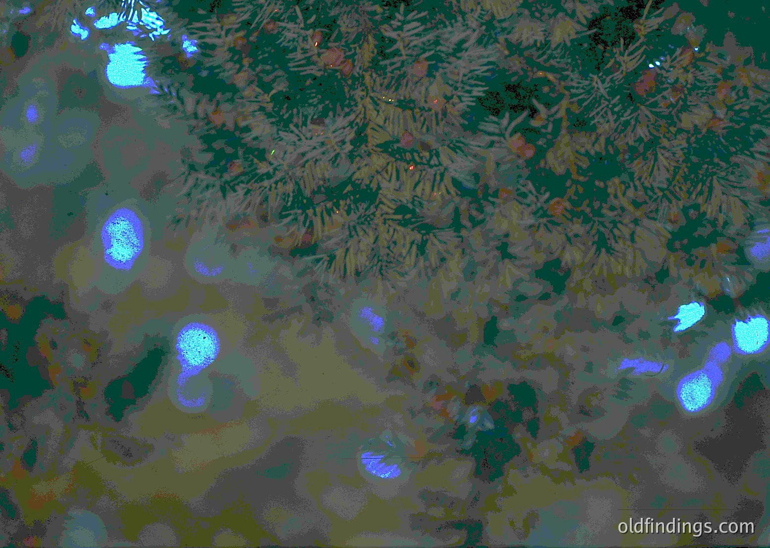 Vintage aerial photo of agricultural fields with geometric crop patterns. Likely 1950s–1970s, midwestern U.S. or European plain. Distinctive checkerboard plowing suggests mechanized farming era.