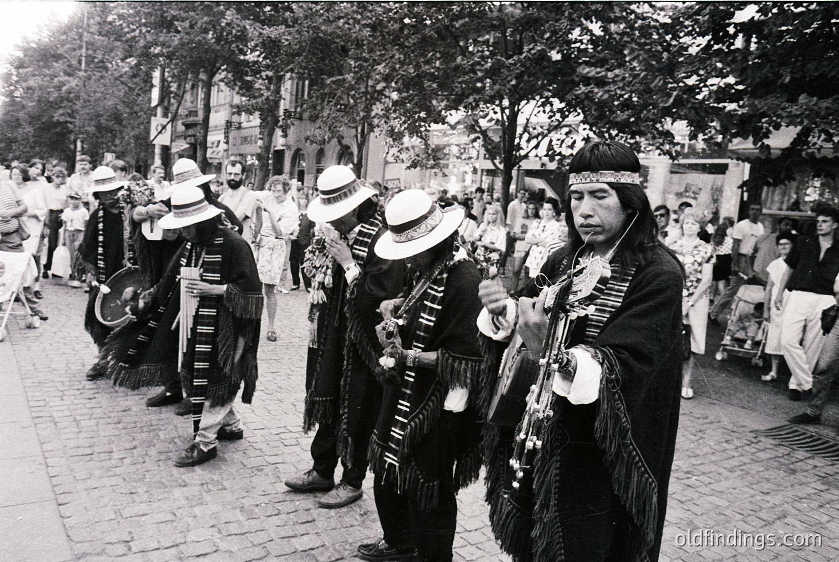 Traditional folk band in ornate costumes, likely Bulgarian