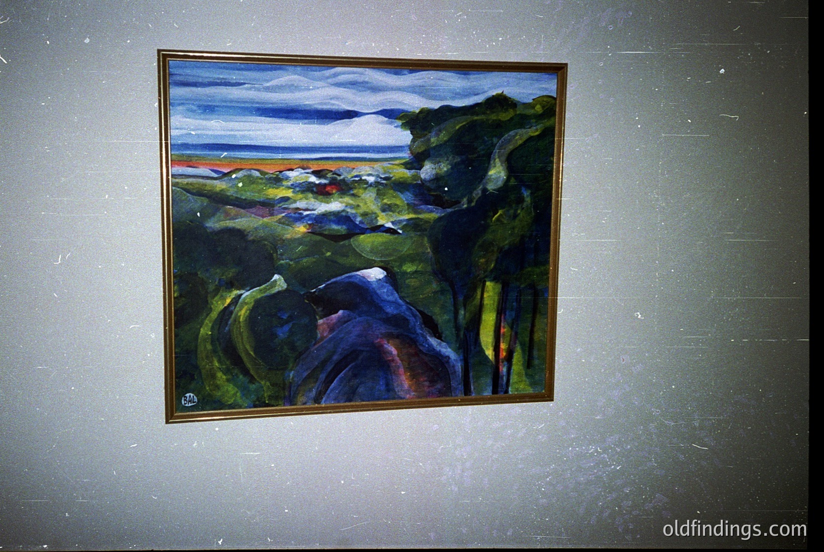 Impressionistic coastal landscape painting featuring bold, expressive brushstrokes. Dramatic interplay of deep blues, greens, and reds captures rugged cliffs, crashing waves, and a stormy sky. Evokes early 20th-century European modernism, likely . Ideal for art historians, interior designers, or stock imagery of .