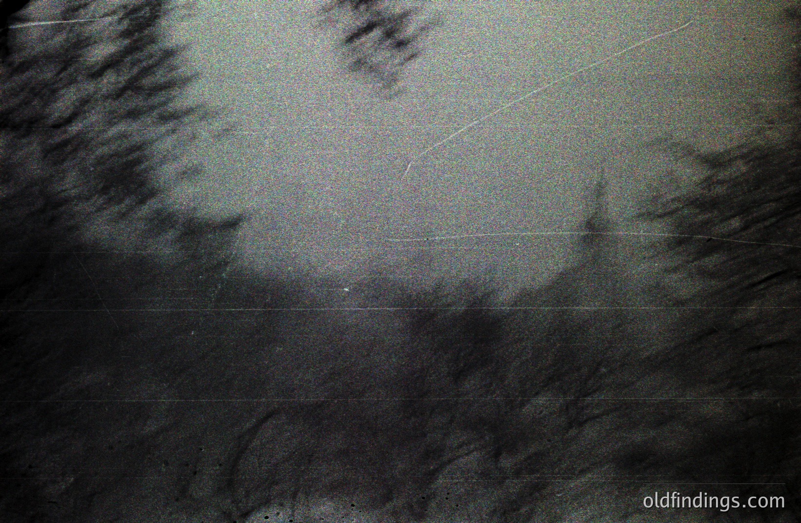 A heavily distressed, grayscale image showcasing textures and tonal variations suggestive of organic material – possibly weathered stone or wood. Visible grain, scratches, and a vertical crack introduce a sense of age and decay. Commercial use: background, texture overlay.