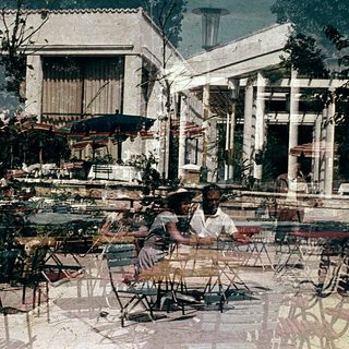 Classic outdoor café by poolside.