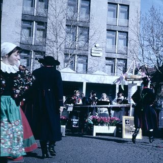 Traditional folk festival with dancers and spectators.