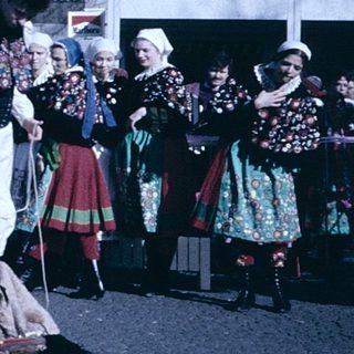 Traditional folk dance performance in cultural attire.