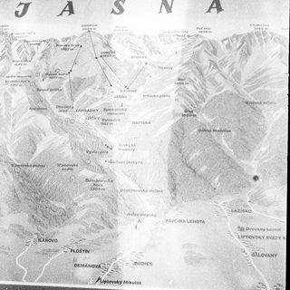 Topographic map of Jasná, High Tatras region.