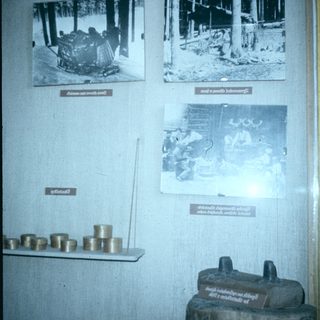 Historical artillery display and World War II-era photographs.