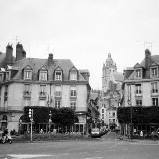 Historic European town square with classic architecture.