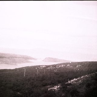 Panoramic view of coastal hills and forest.