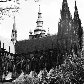 Gothic cathedral with spires and intricate stonework.