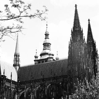 Gothic cathedral with spires and intricate stonework.