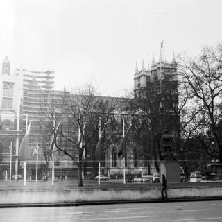 Historic cathedral with Gothic architecture and scaffolding.