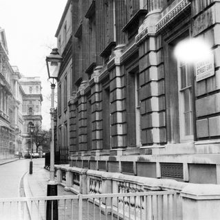 Classic London street with historic architecture.