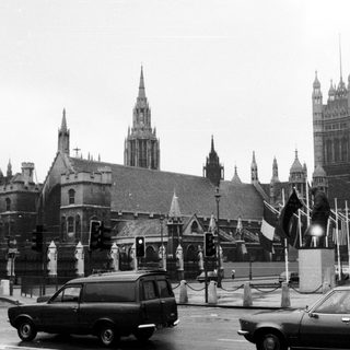 Historic Westminster buildings and Parliament Square.