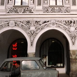 Baroque-style ornate building facade with intricate carvings.