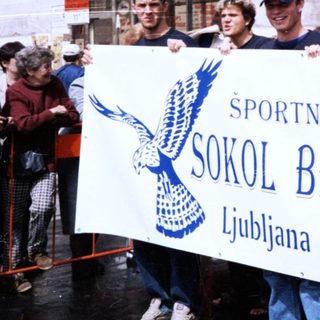 People from Sokol Bežigrad sports club participating in a public event.