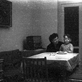 Family sharing meal indoors during evening.
