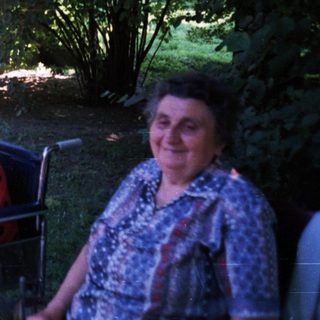 Four elderly individuals posing outdoors in a park.