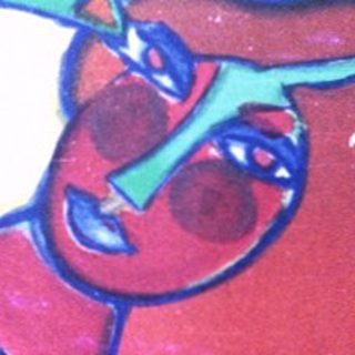 Abstract art: vibrant sun, stylized bird, geometric shapes.
