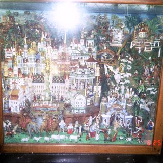 Vibrant historical scene depicting royal procession and cityscape.