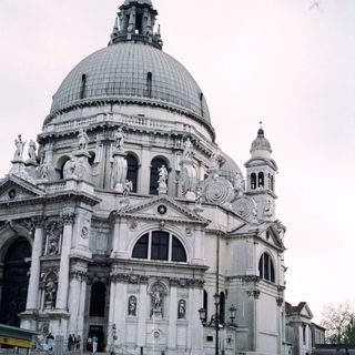 Elegant Venetian church by waterfront.