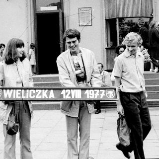 People celebrating Wieliczka Salt Mine anniversary in 1977.