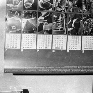 Calendar with hand X-ray images above monthly dates.