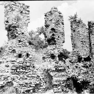 Ruins of ancient stone tower structures.
