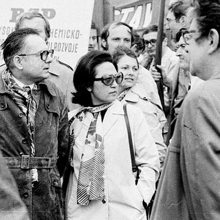 People participating in a public demonstration or protest.