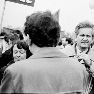 People gathered outdoors during a public demonstration.