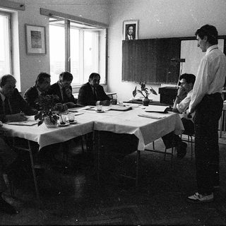 Business meeting in a conference room.