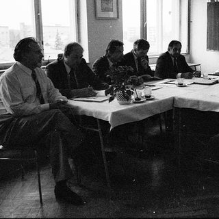 Business meeting in a conference room.