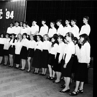 School choir rehearsal or performance in 1994.