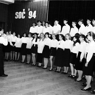School choir rehearsal or performance in 1994.