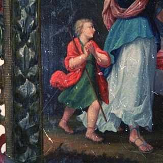 Angel presenting child to divine light.