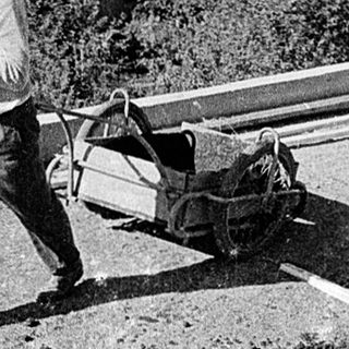 Construction workers laying wooden planks on ground.