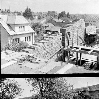 Historic neighborhood undergoing construction and renovation.