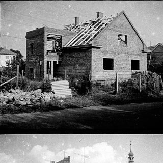 Before-and-after renovation of a residential building.