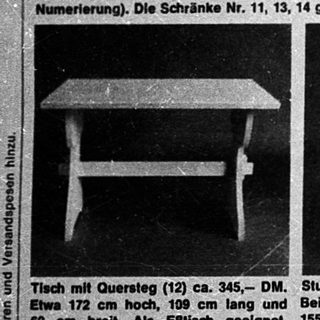 „Alte Möbelkatalog-Anzeige aus den 1970ern mit Haushaltsgeräten und Einrichtungsartik