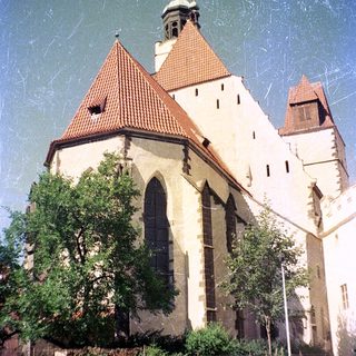 Historic church with Gothic architectural features.