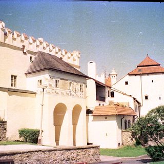 Medieval-style castle with fortified walls and towers.