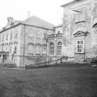 Historic stone building with classical architecture.