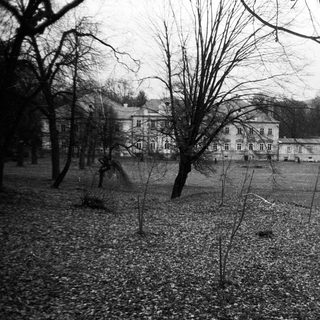 Historic building surrounded by winter park.