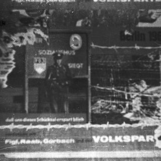 Black-and-white poster for Volkspark in Rath, Gorbach.
