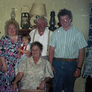 Family group portrait from the 1980s or 1990s.