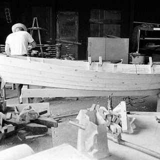 Traditional boat building in progress.